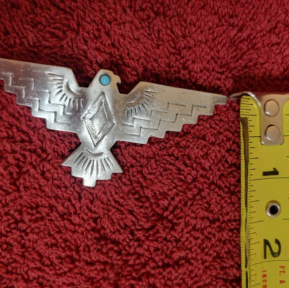 Silver-Tone Thunderbird Bird Accent with Turquoise Stone Pin - Picture 5 of 5